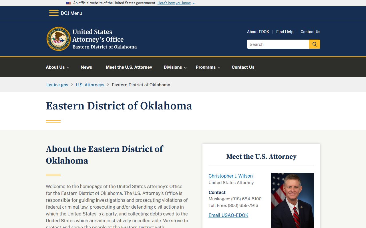 Bryan County criminal court records and the U.S. Attorney Eastern District of Oklahoma office