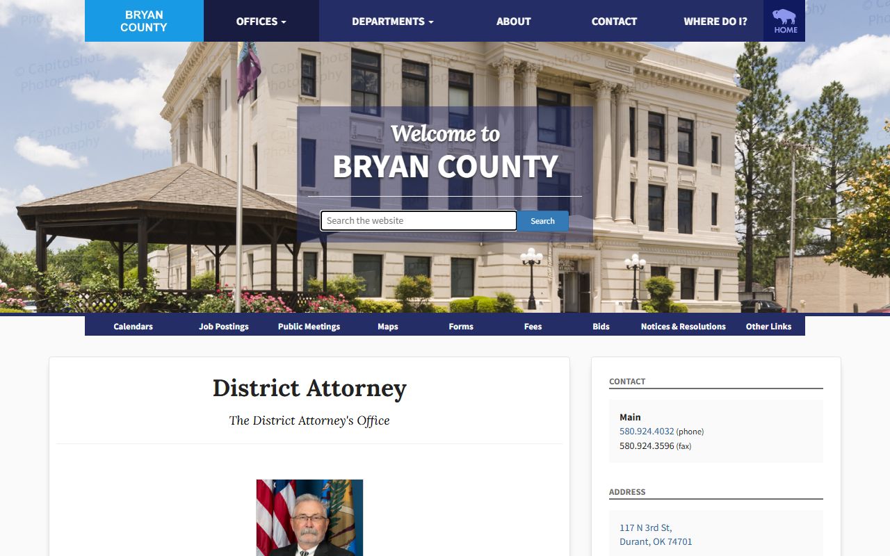 Bryan County criminal court records District Attorney charging office in Durant