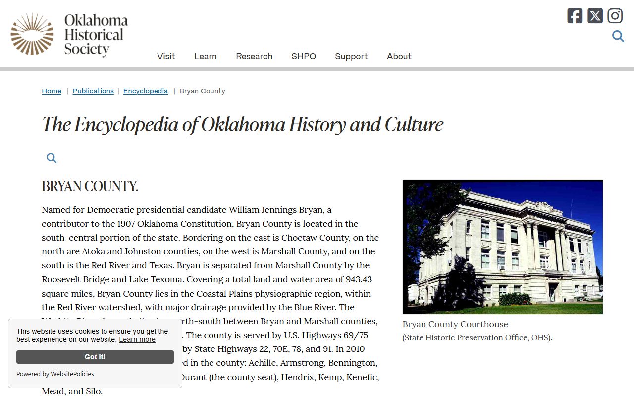 Bryan County court records and county courthouse history