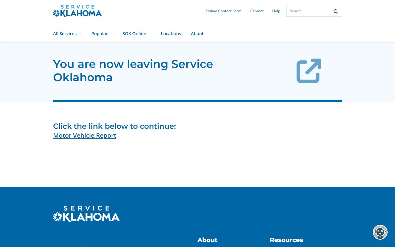 Service Oklahoma MVR link-out page for Bryan County traffic court records
