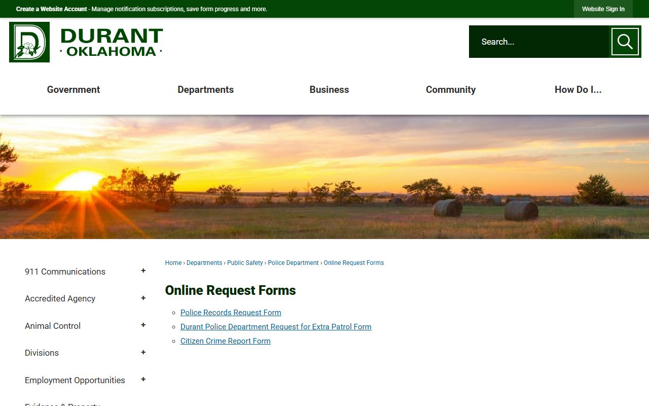 Durant online request forms for Bryan County traffic court records